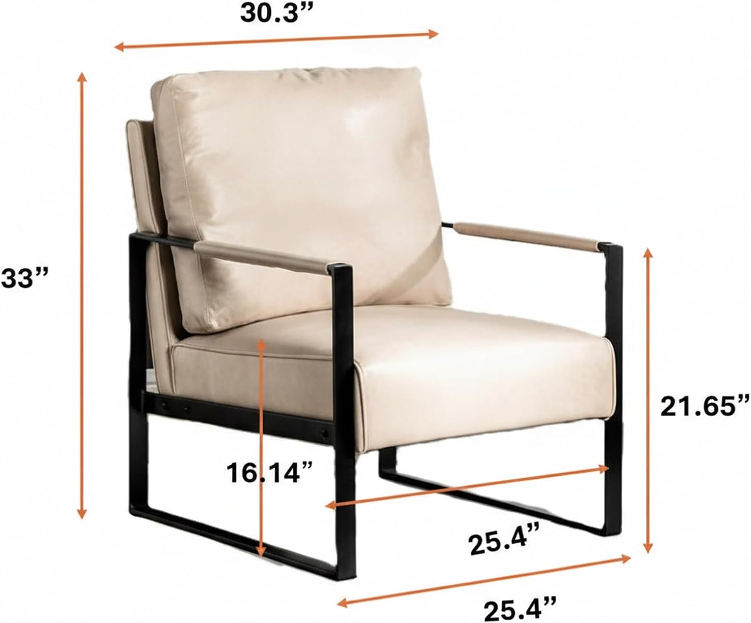 Container Furniture Brown Spotted Microfiber Mid-Century Accent Chair with Square Metal Frame