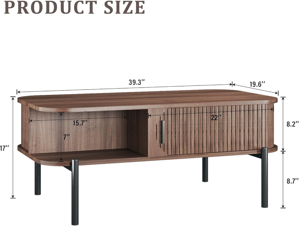 Walnut Fluted Storage Coffee Table