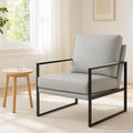 StoneCreek Warm Amber Khaki Leather Accent Chair with Metal Frame
