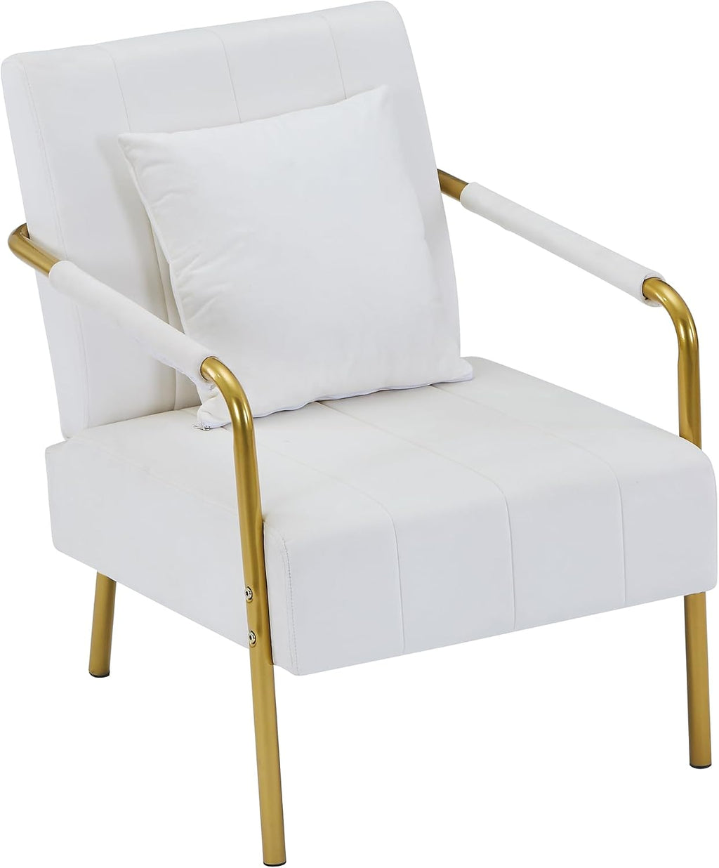 Blue Velvet Mid-Century Accent Chair with Gold Metal Frame