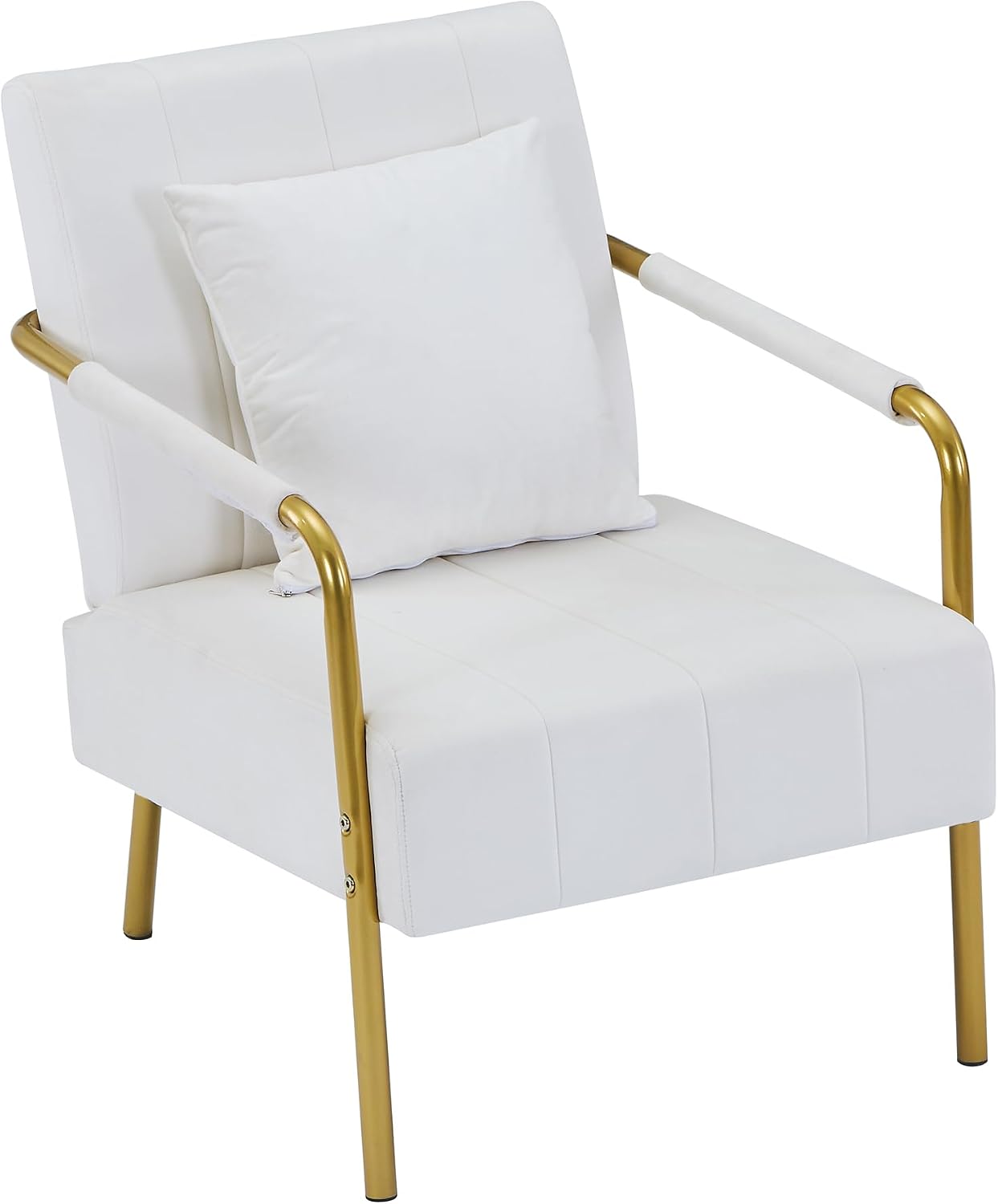Blue Velvet Mid-Century Accent Chair with Gold Metal Frame