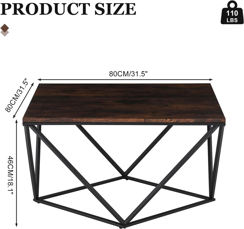 Rustic Brown Square Coffee Table