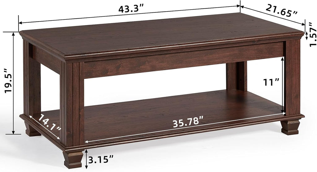Rustic Walnut Square Coffee Table