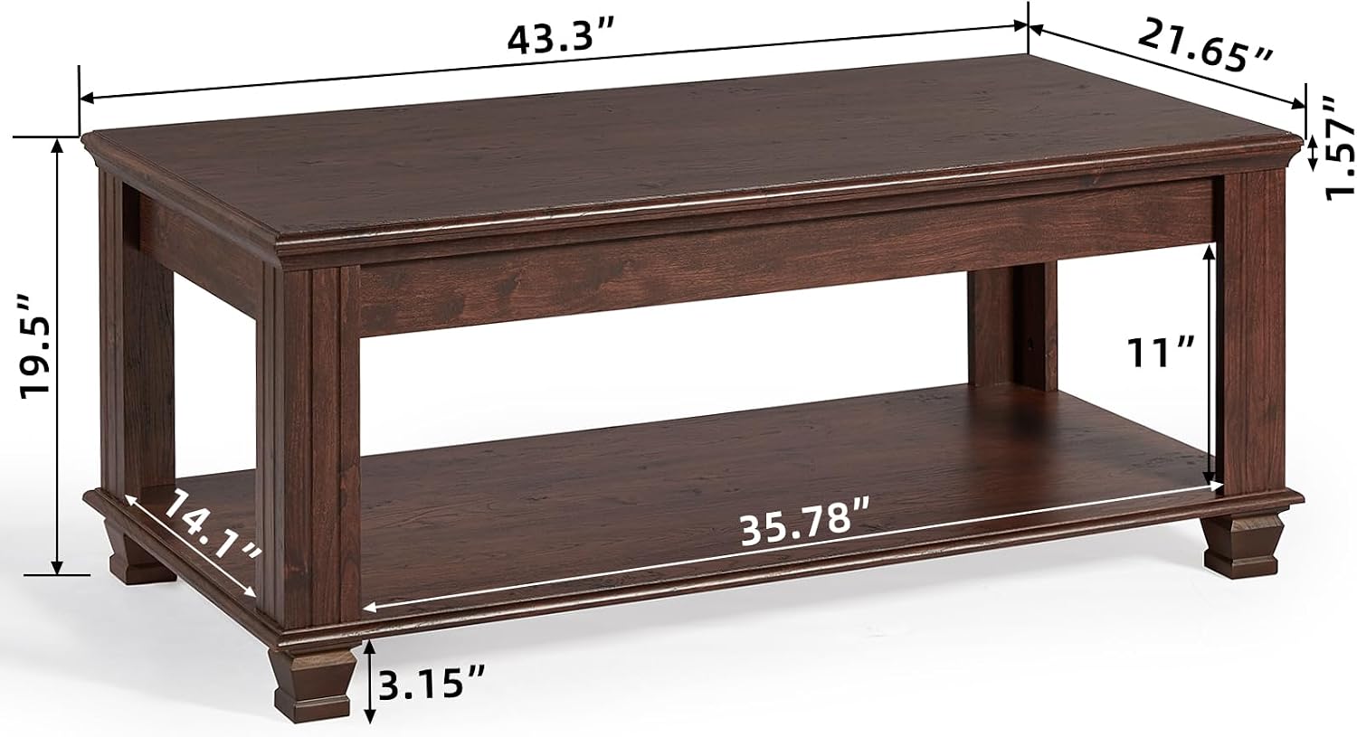 Rustic Walnut Square Coffee Table