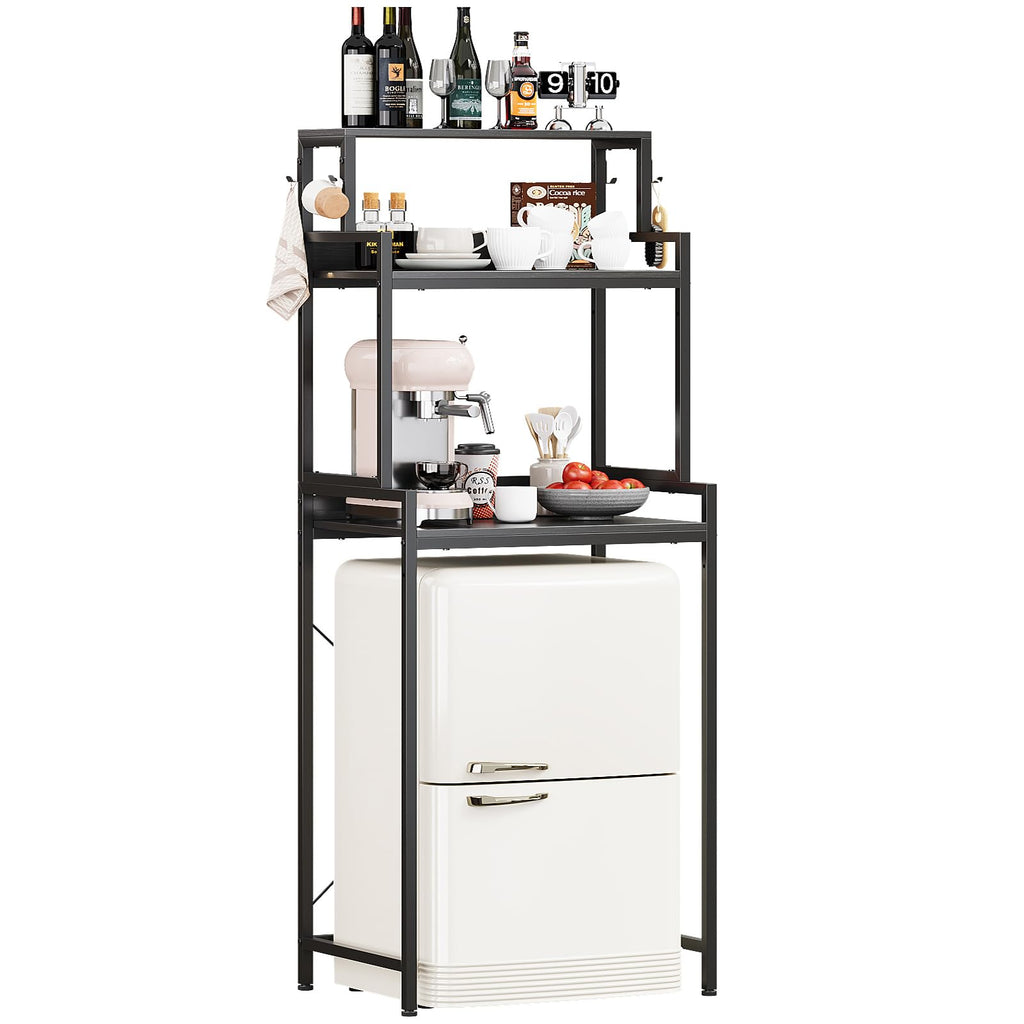 Rustic Brown 3-Tier Split Design Microwave Coffee Bar Baker’s Rack