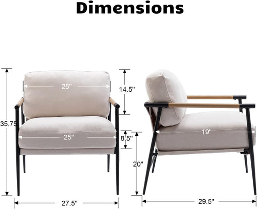 Beige Chenille Fabric Modern Upholstered Accent Chair