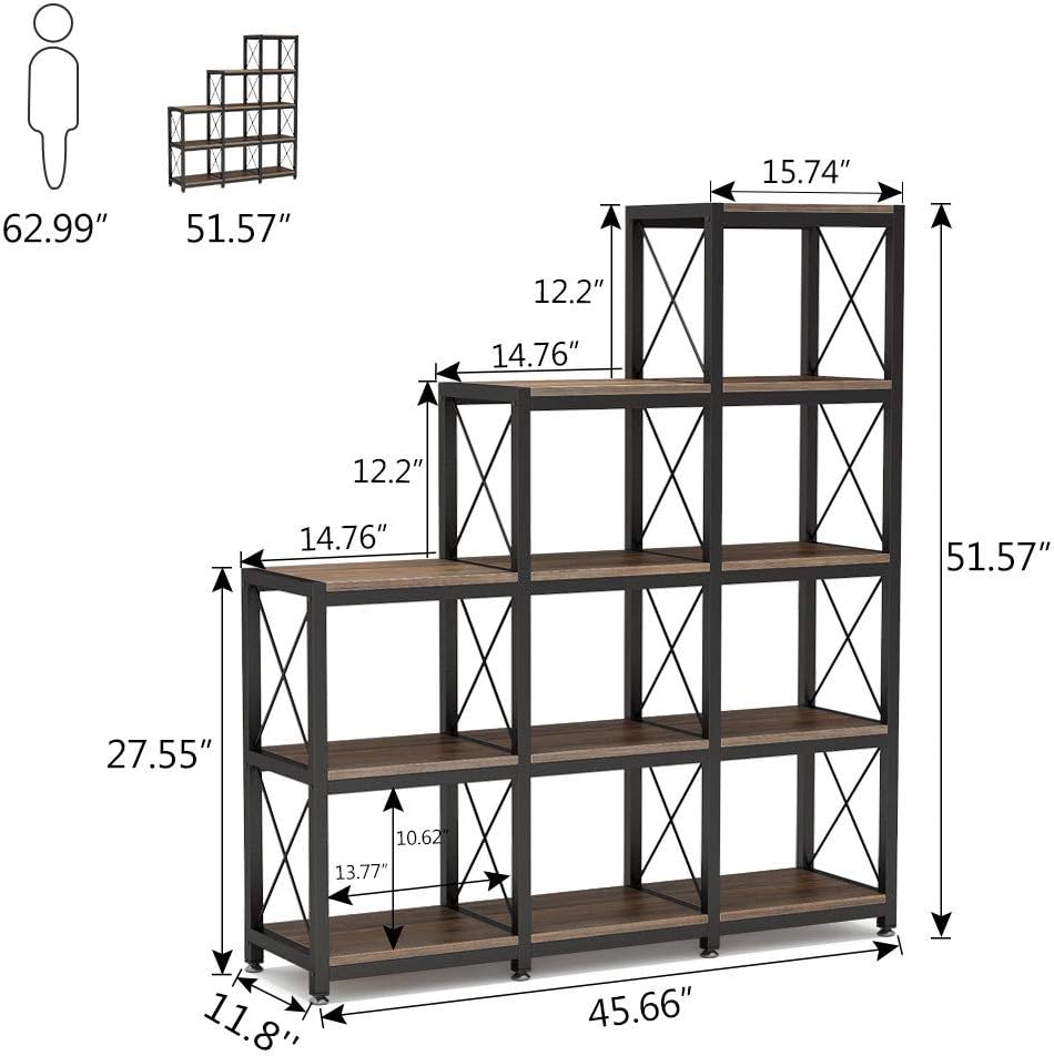 Rustic Brown Industrial Ladder Corner Cube Bookshelf