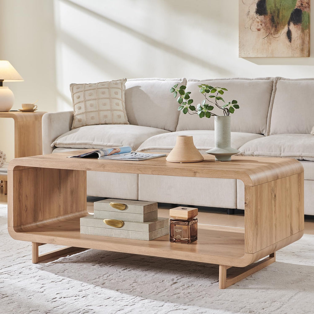 Natural Oak Curved Coffee Table