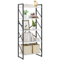 Brown Industrial 5-Tier Tall Open Storage Bookshelf