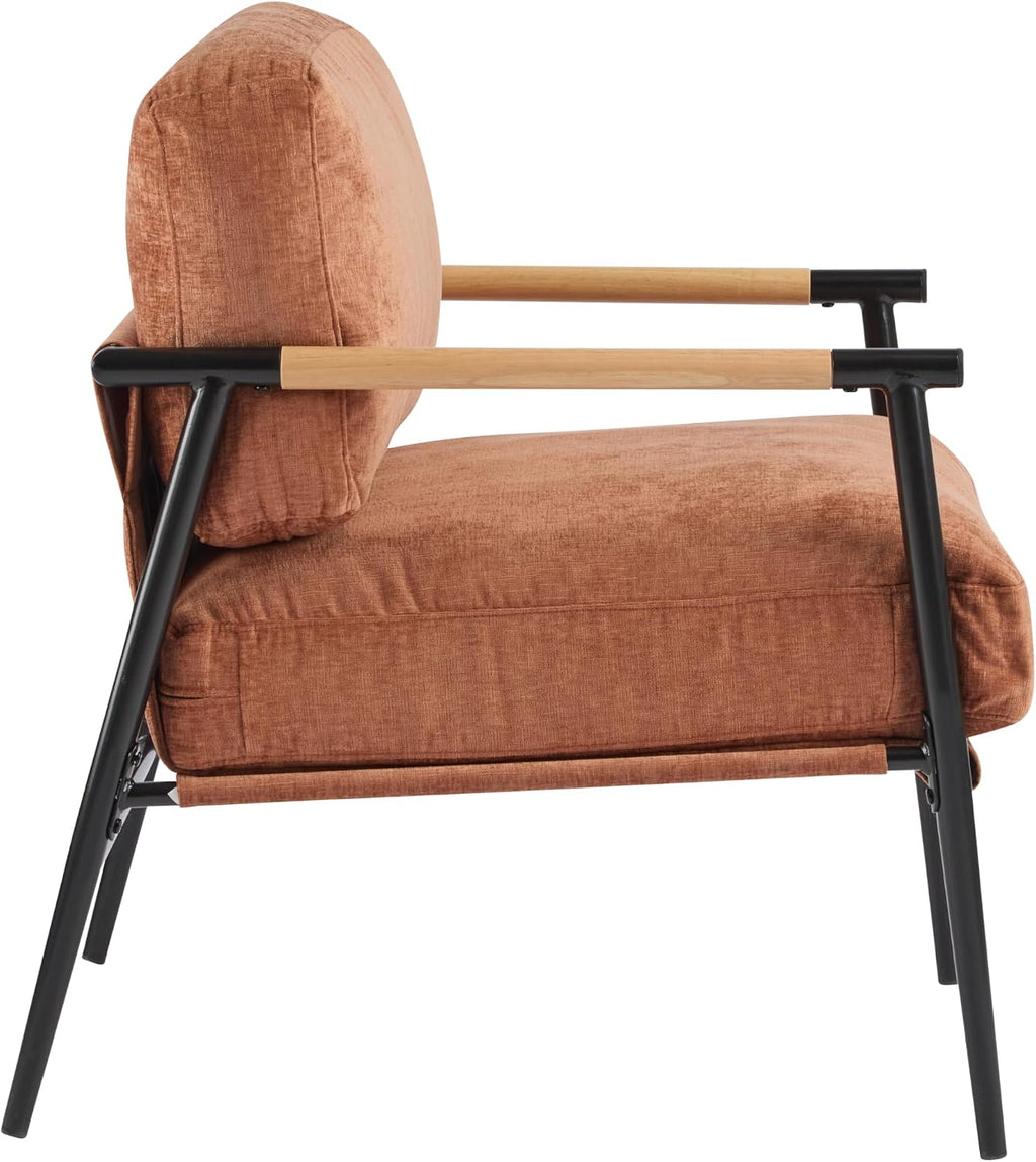 Orange Wood Arm Accent Chair