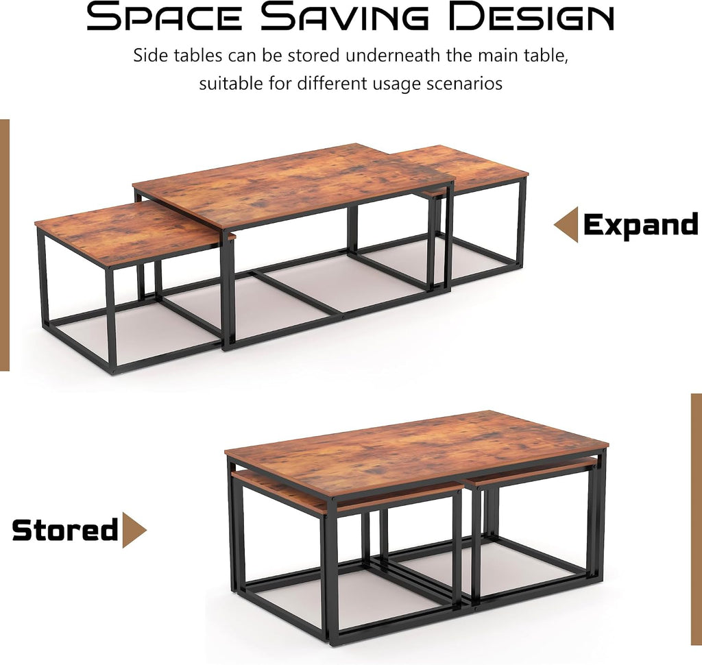 3pc Industrial Nesting Coffee Tables