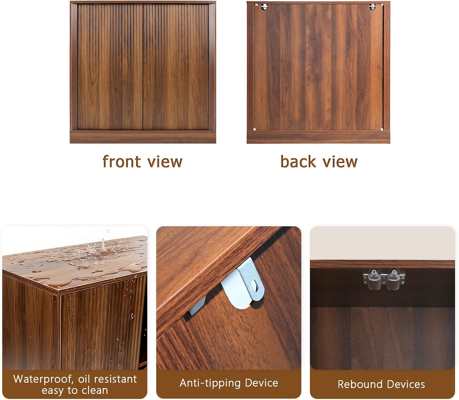 Black Walnut Wave Door Mid-Century Sideboard Credenza