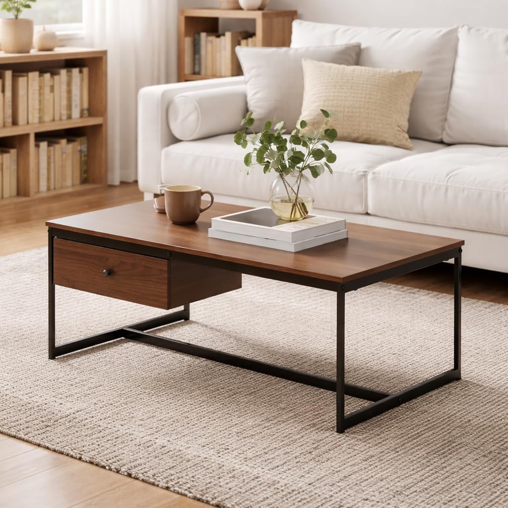 Walnut Drawer Storage Coffee Table