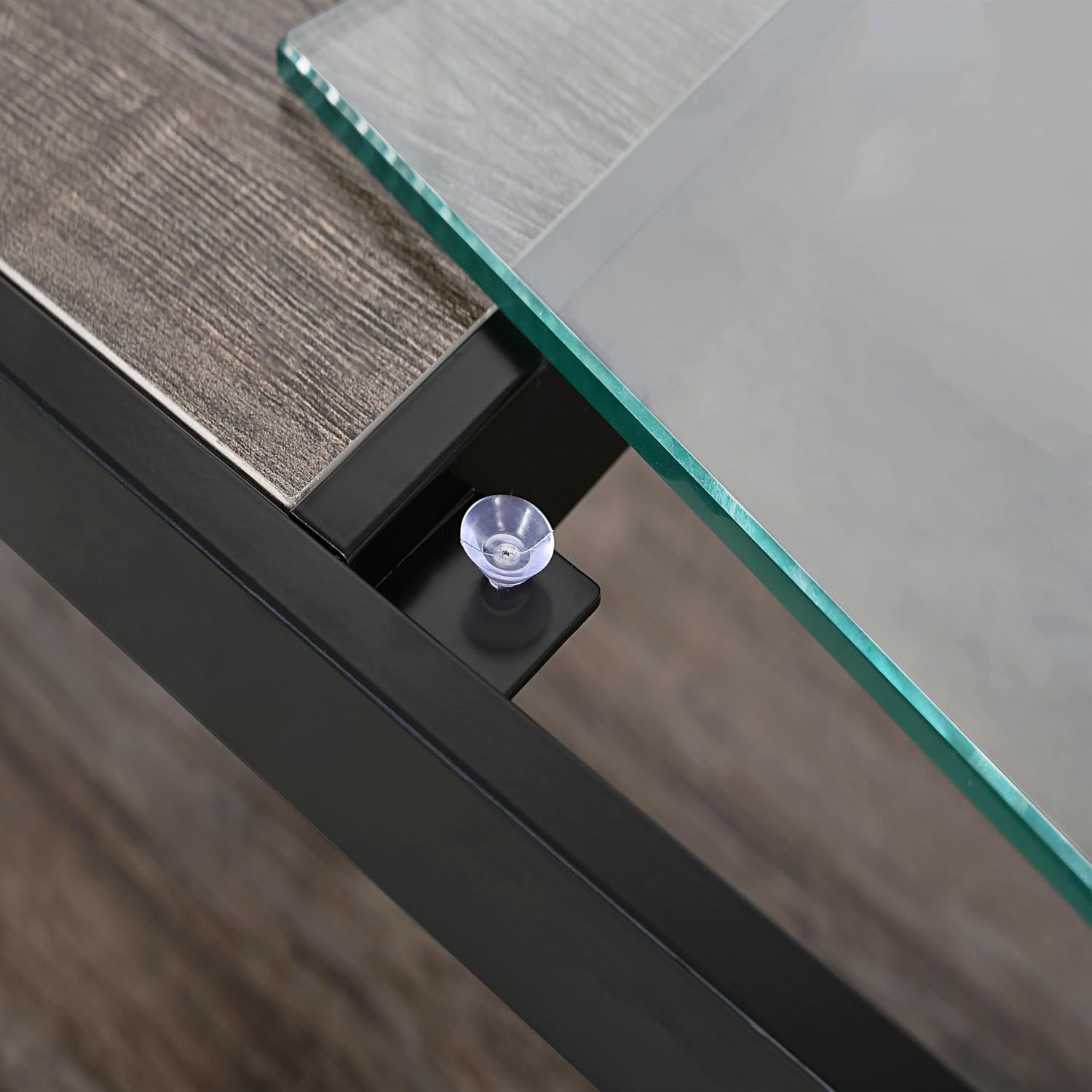 Industrial Glass Wood Coffee Table