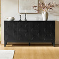 Walnut Solid Wood Leg 4-Door Mid Century Sideboard Cabinet