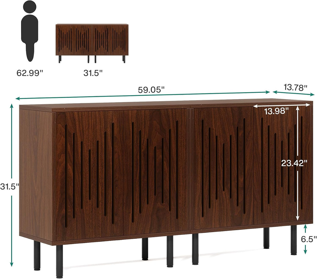 Dark Brown 2-Piece Tribesigns Storage Sideboard Set