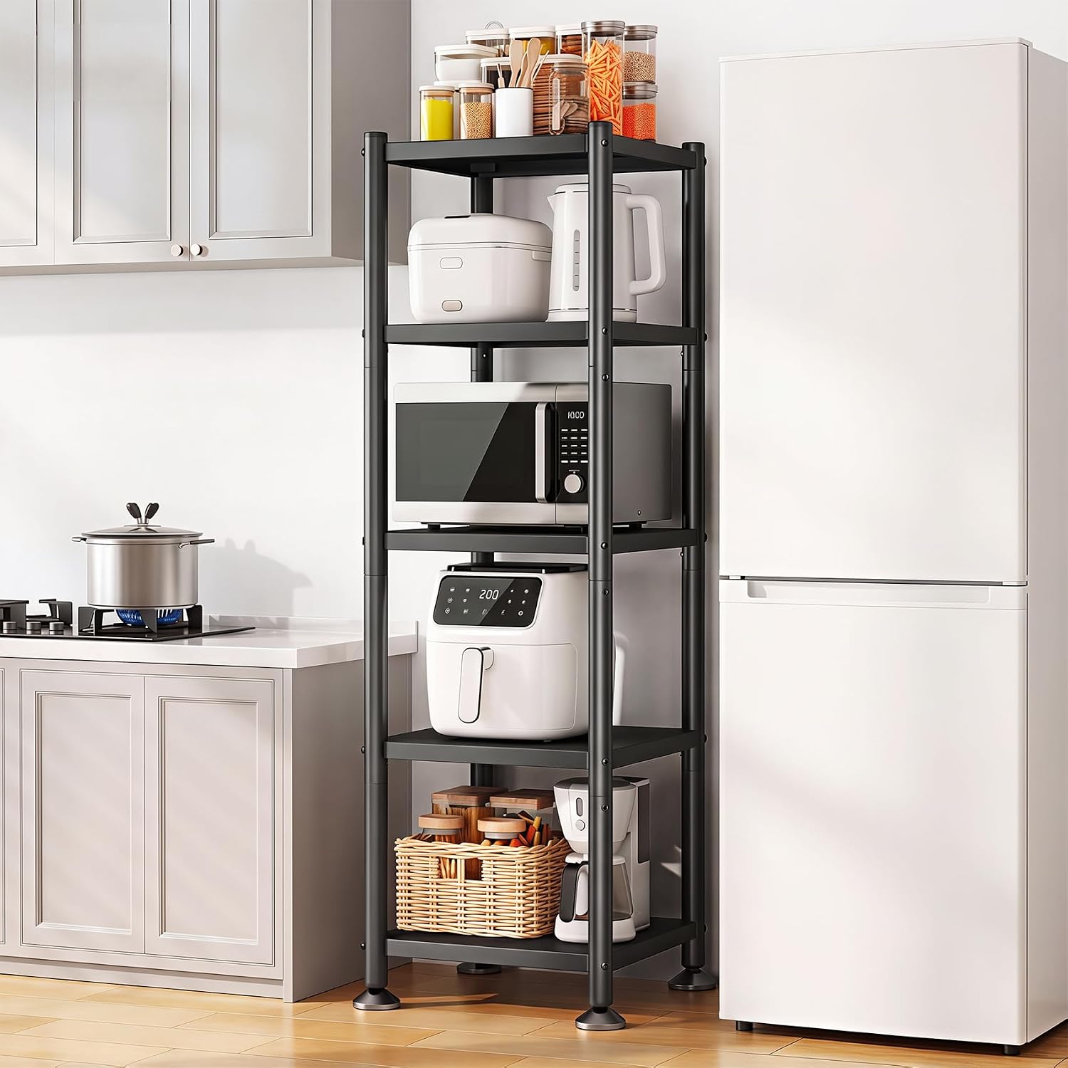 Wheeled Adjustable Metal 5-Tier Multi-Scene Storage Shelving Unit