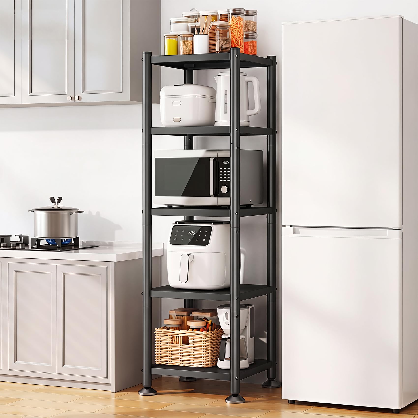 Wheeled Adjustable Metal 5-Tier Multi-Scene Storage Shelving Unit
