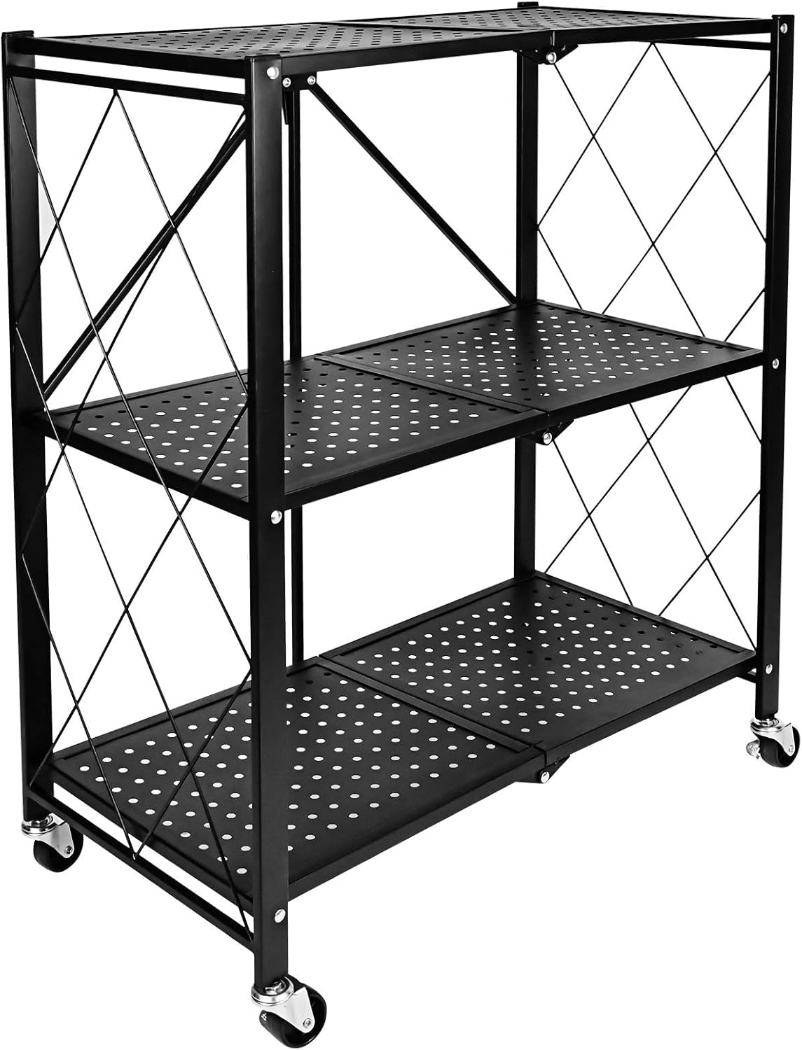 Wheeled 4-Tier Foldable Metal Multi-Purpose Storage Baker’s Rack