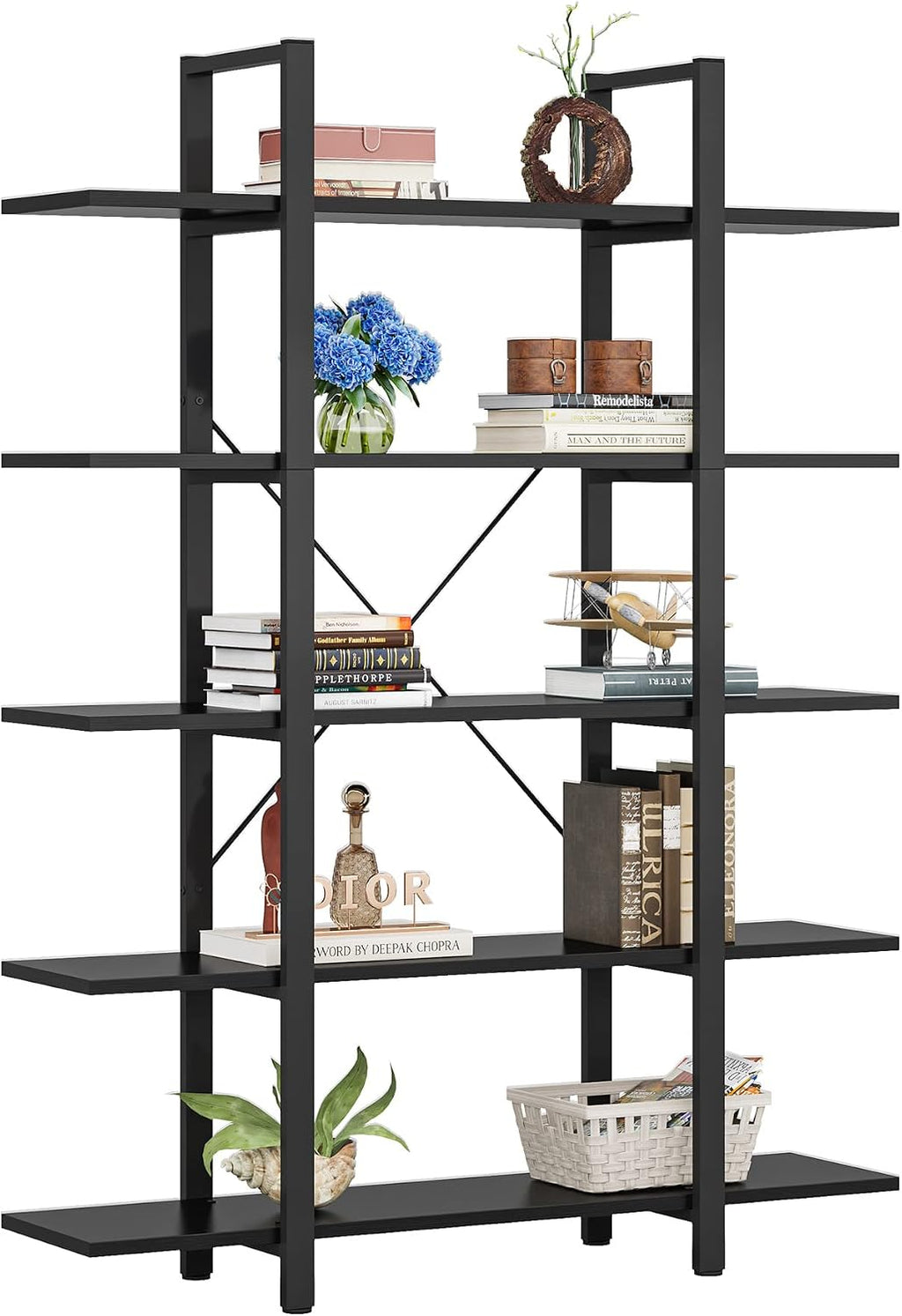Vintage Industrial 5-Tier Open Storage Bookshelf