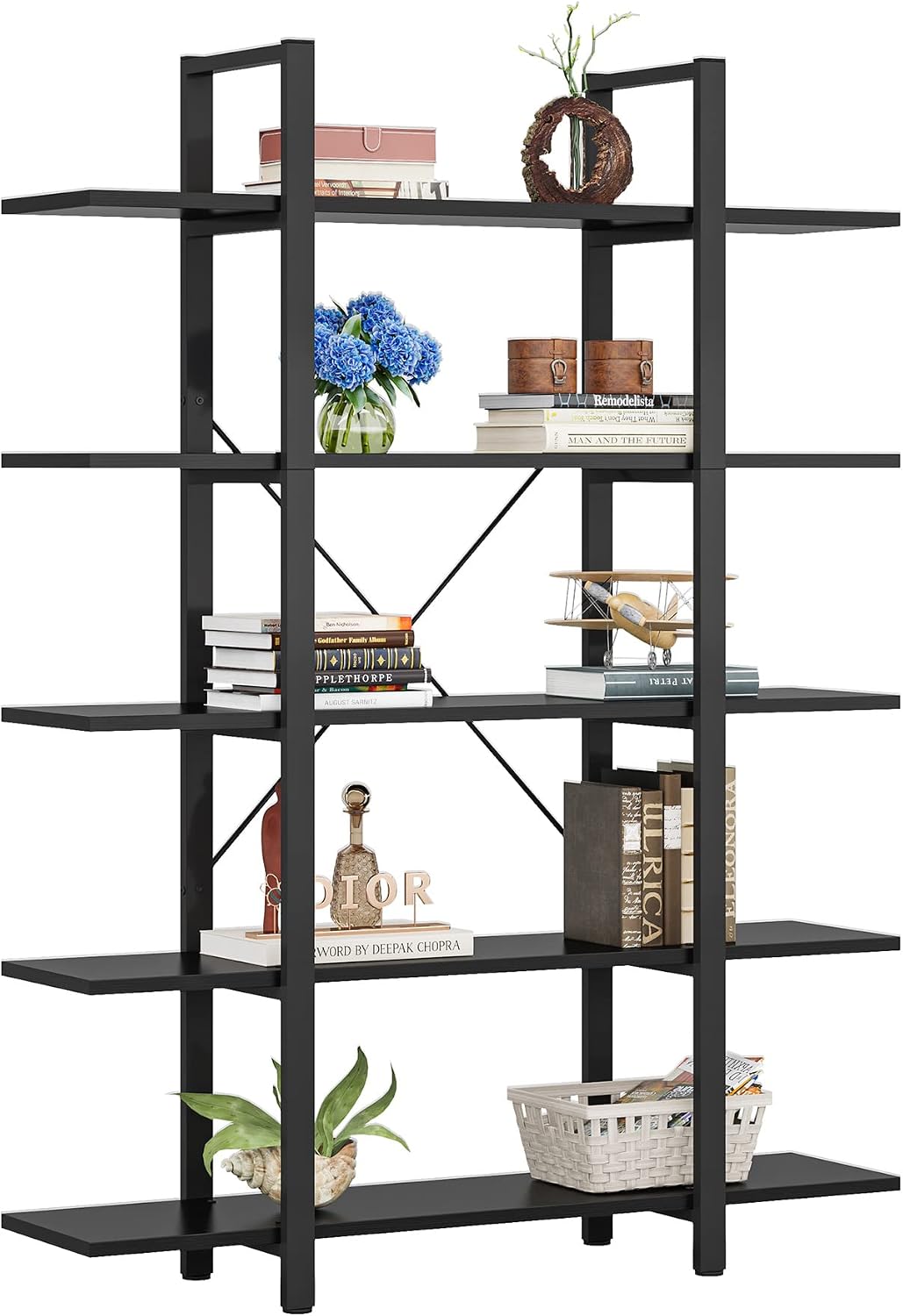 Vintage Industrial 5-Tier Open Storage Bookshelf