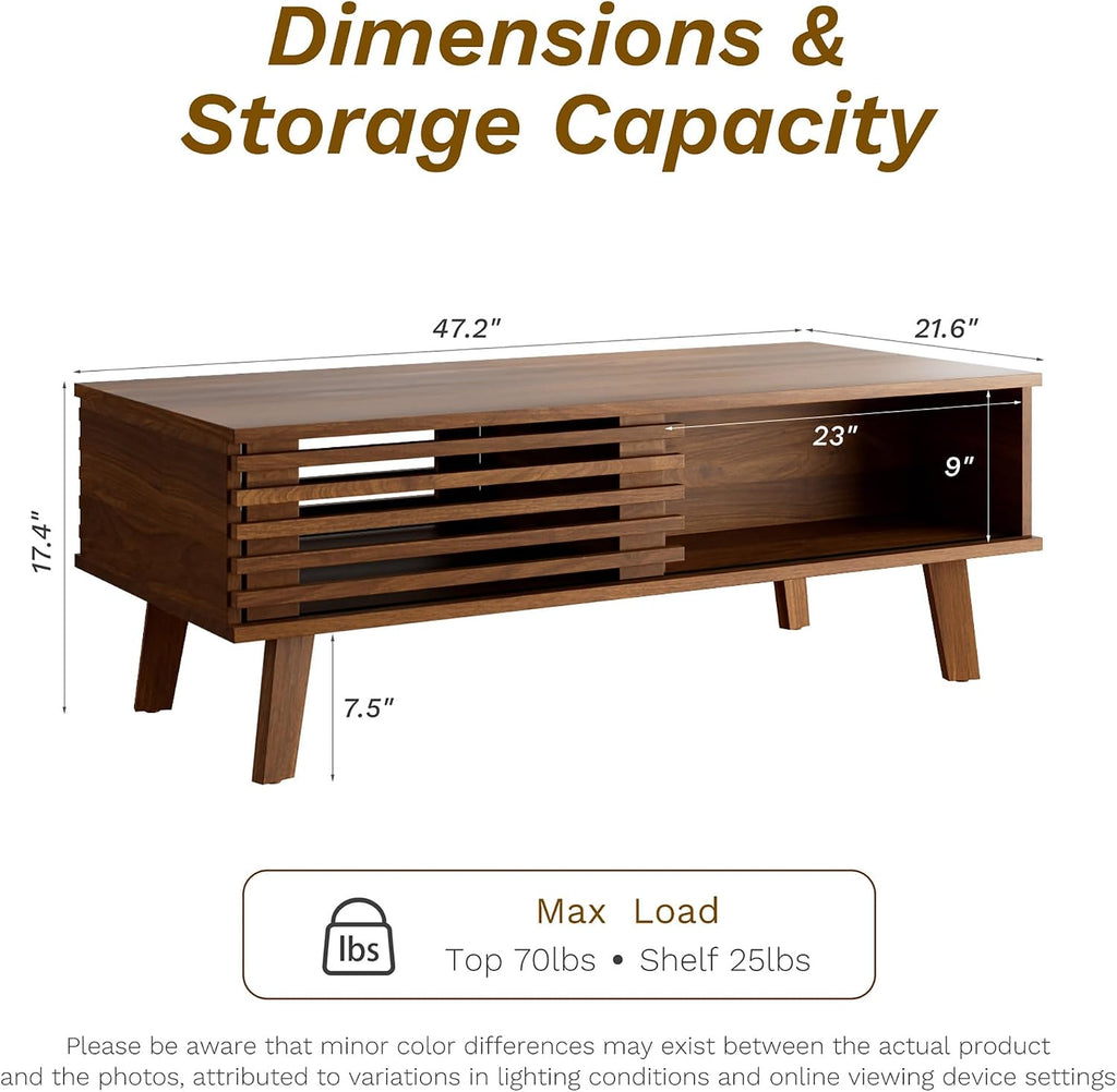 Walnut Storage Mid-Century Coffee Table
