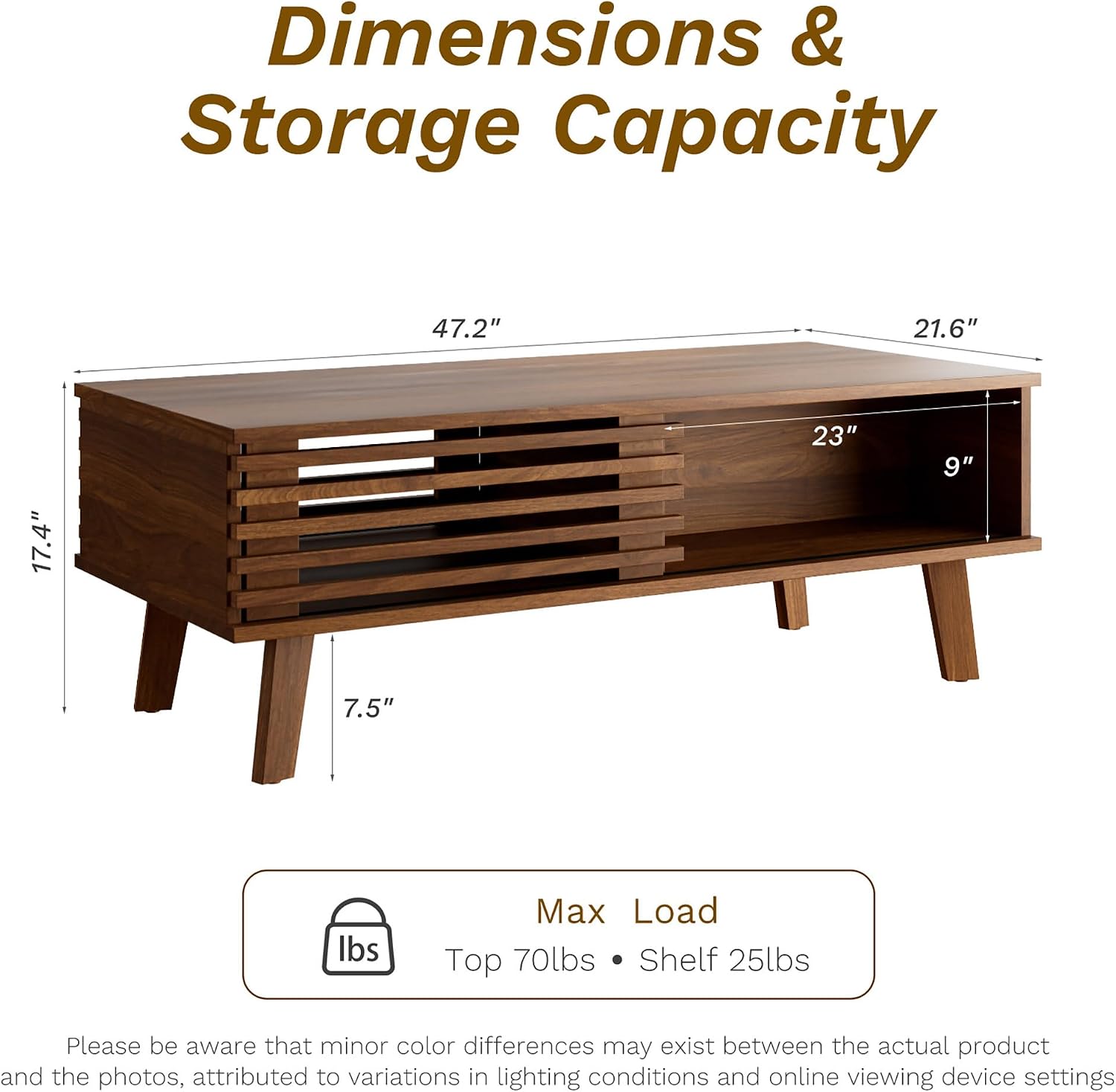 Walnut Storage Mid-Century Coffee Table