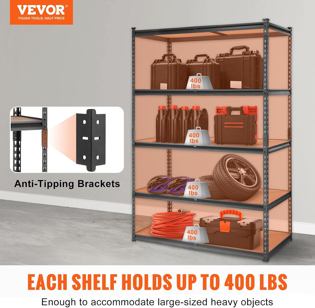 5-Tier Adjustable Heavy Duty Metal Garage Storage Shelving Unit