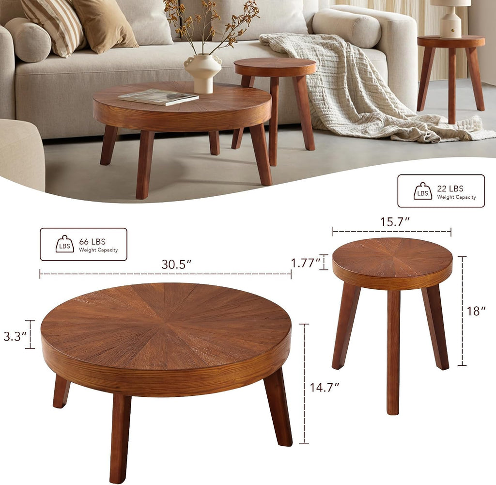 Brown Round Farmhouse Nesting Tables