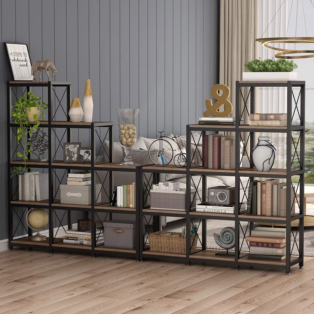 Rustic Brown Industrial Ladder Corner Cube Bookshelf