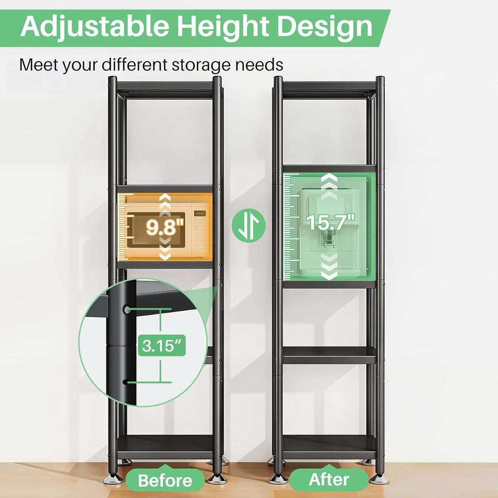 Wheeled Adjustable Metal 5-Tier Multi-Scene Storage Shelving Unit