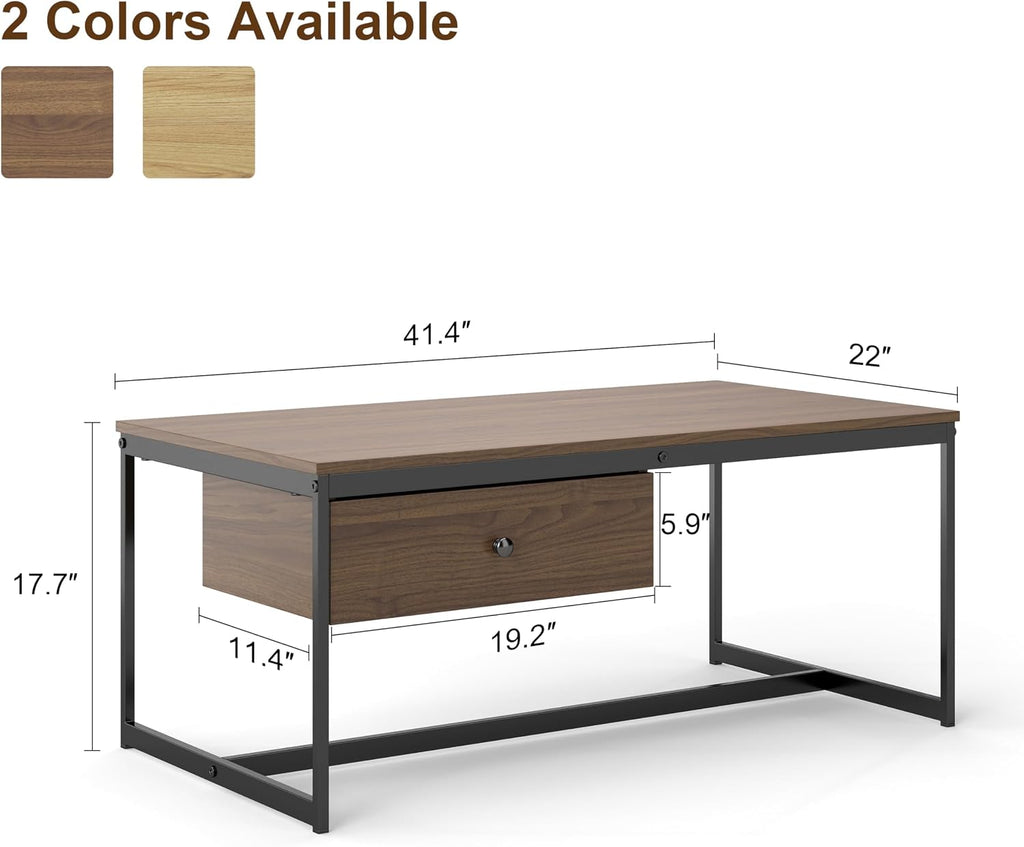 Walnut Drawer Storage Coffee Table