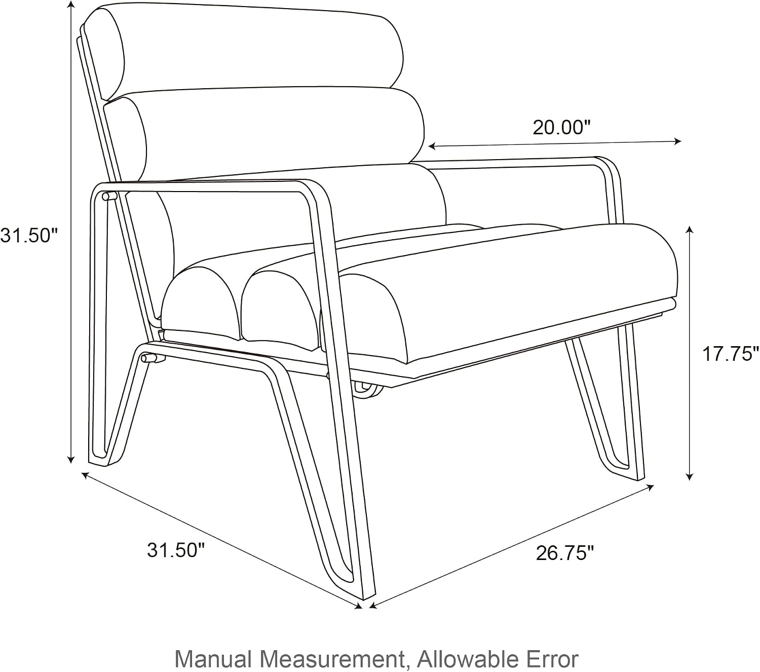 Black PU Leather Accent Chair with Metal V-Shaped Legs