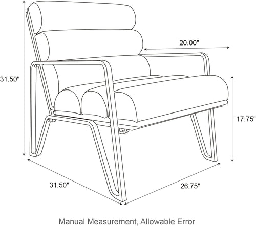 Black PU Leather Accent Chair with Metal V-Shaped Legs