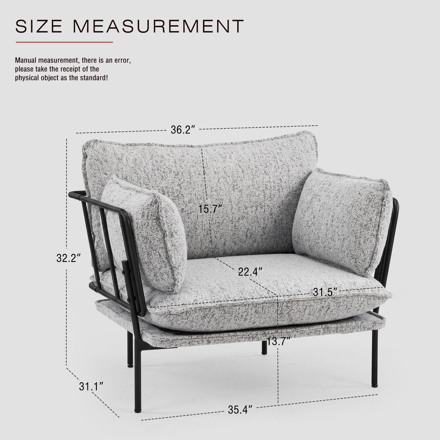 Panda White Boucle Oversized Deep Seat Accent Chair with Black Metal Frame
