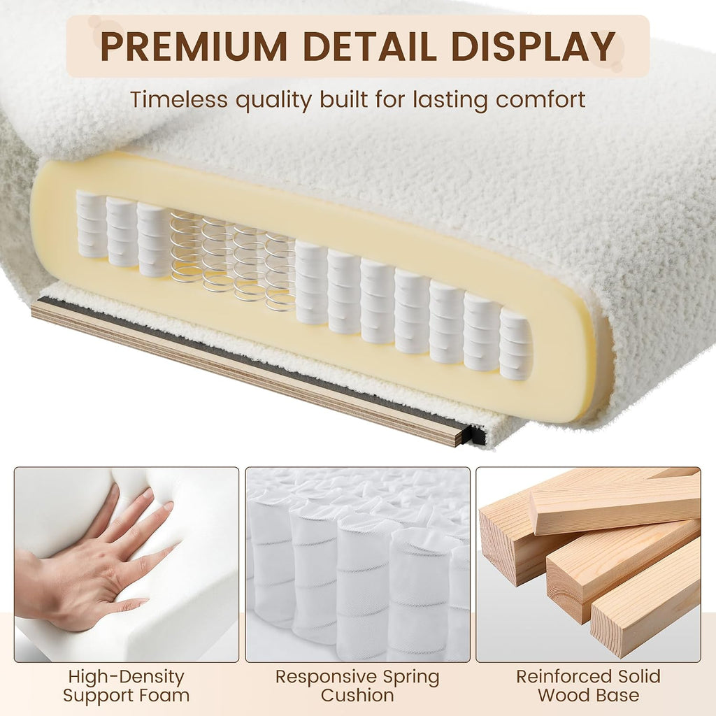White Wood Armrest Metal Frame Modern Reading Accent Chair