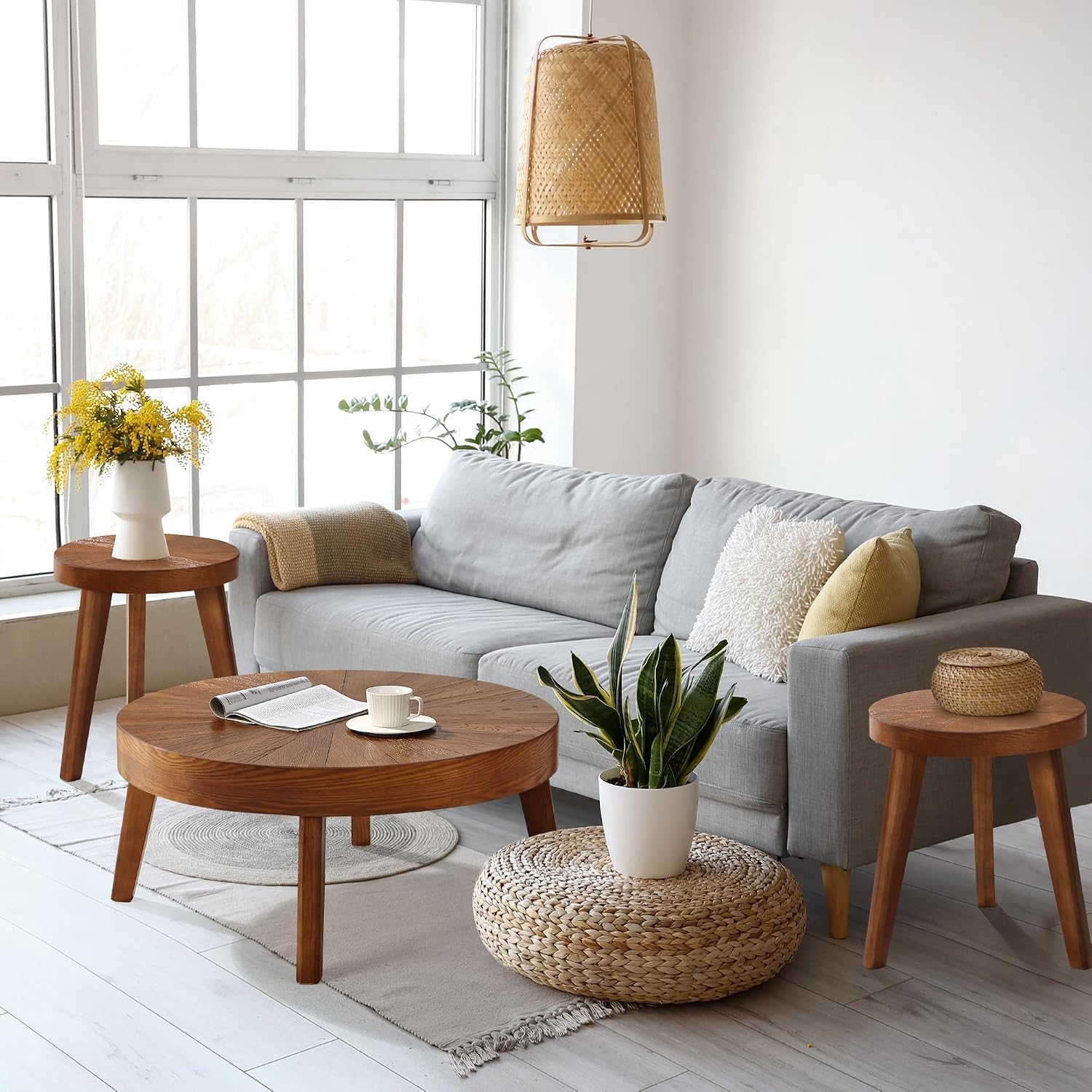Brown Round Farmhouse Nesting Tables
