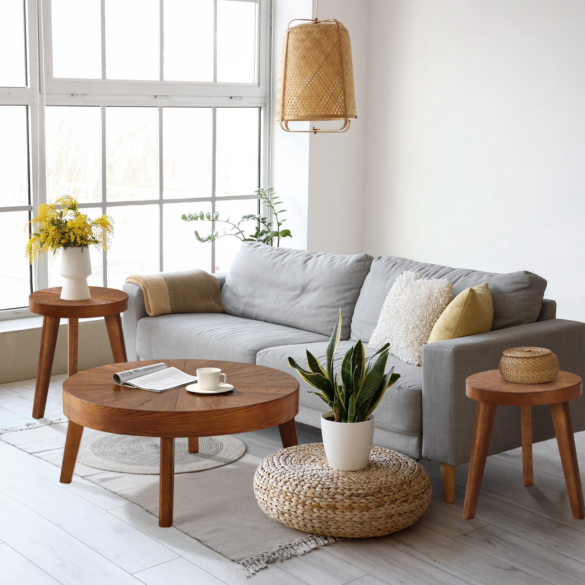 Brown Round Farmhouse Nesting Tables