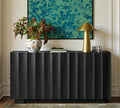 Walnut Double-Layer Arch Fluted 65 Inch Mid-Century Sideboard Credenza