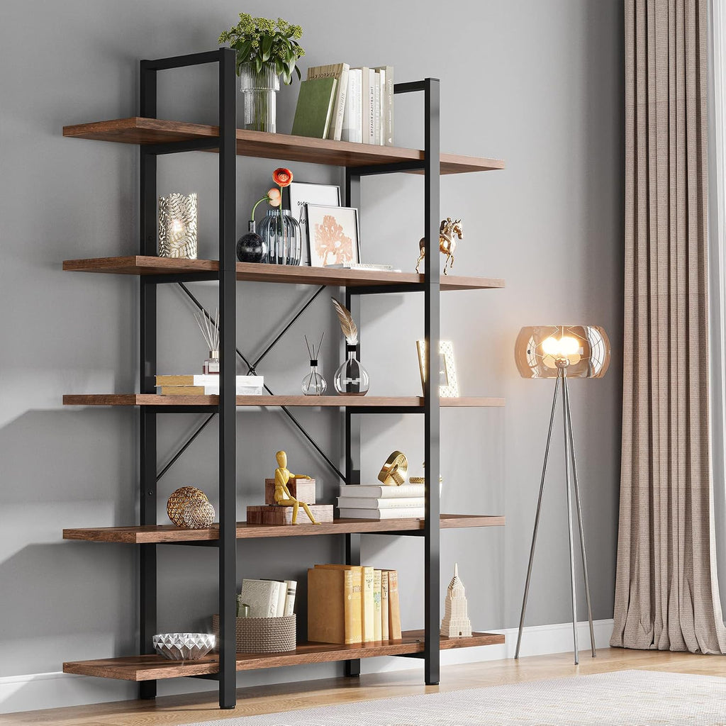 Vintage Industrial 5-Tier Open Storage Bookshelf