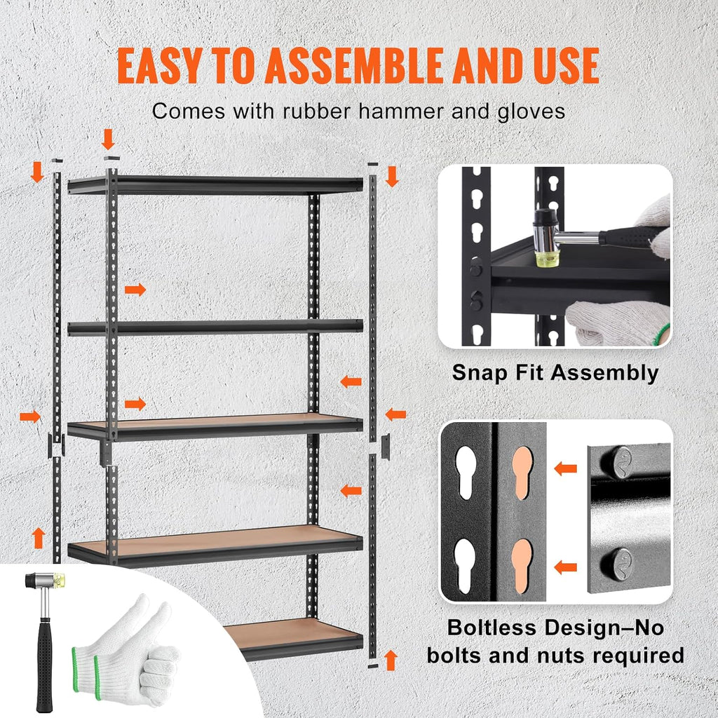5-Tier Adjustable Heavy Duty Metal Garage Storage Shelving Unit