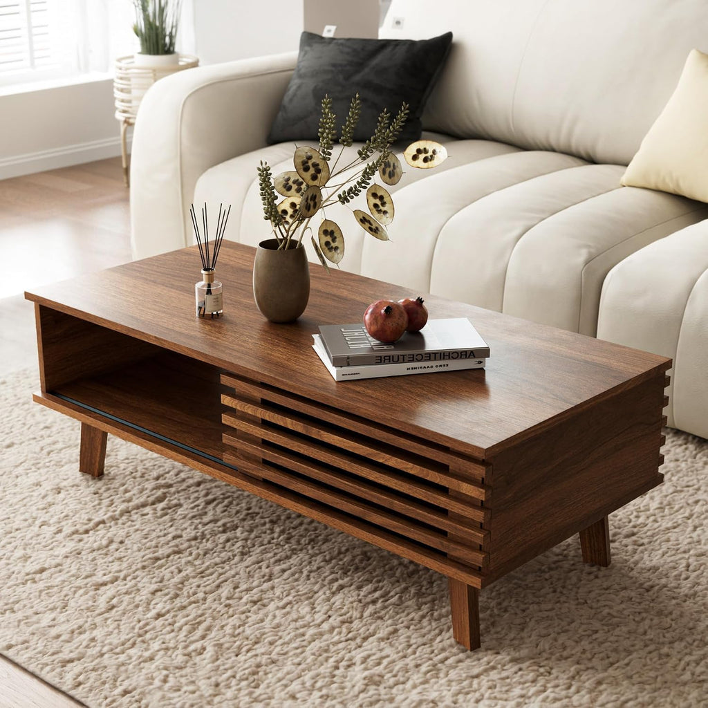 Walnut Storage Mid-Century Coffee Table