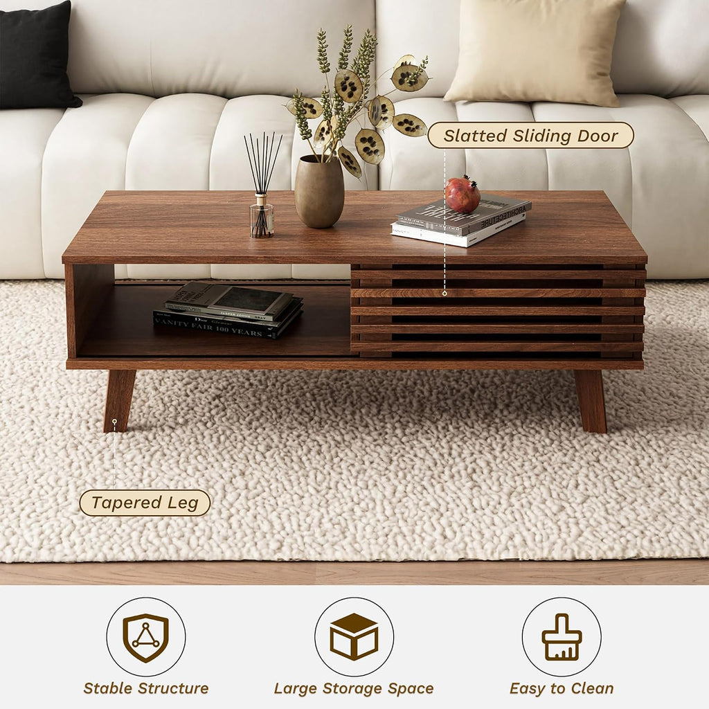Walnut Storage Mid-Century Coffee Table