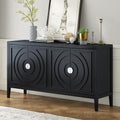 Black Round Metal Handle Retro Storage Sideboard Cabinet