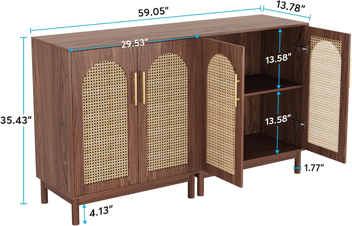 59 Inch 4-Door Modern Storage Sideboard Cabinet