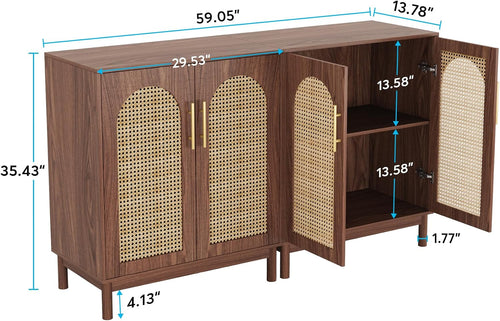 59 Inch 4-Door Modern Storage Sideboard Cabinet