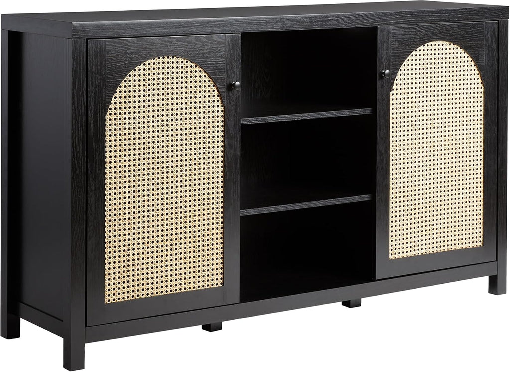 Walker Edison Sasha 70" Coastal Oak Reeded 4-Door Sideboard Buffet