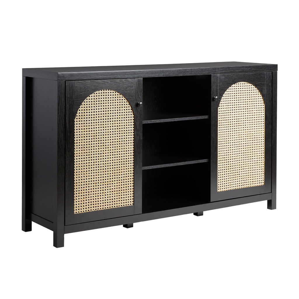 Walker Edison Sasha 70" Coastal Oak Reeded 4-Door Sideboard Buffet