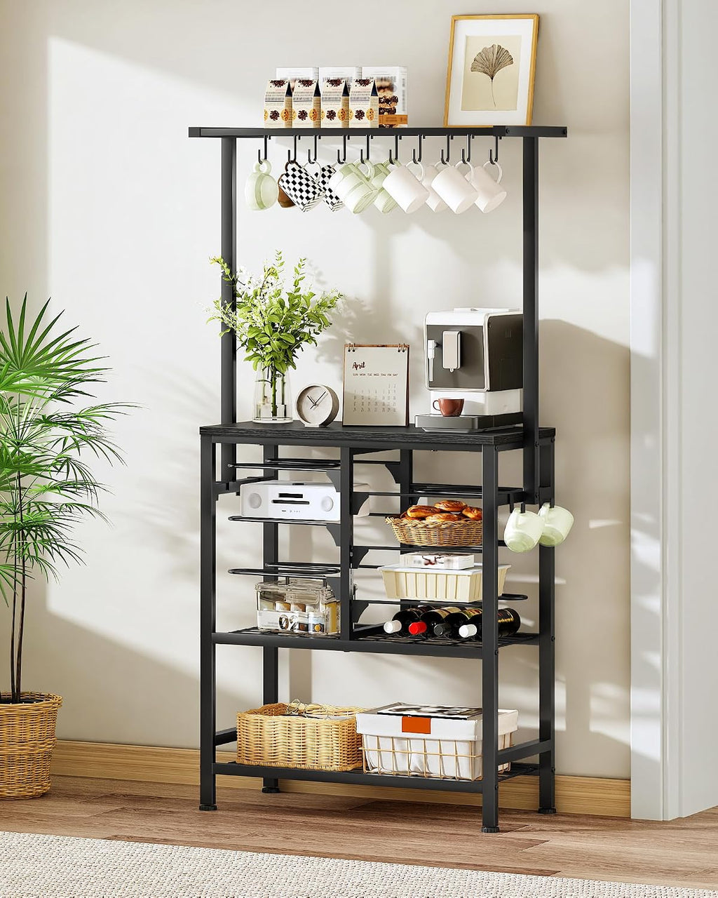Black Multi-Tier Kitchen Baker’s Rack Pot Pan Storage Organizer
