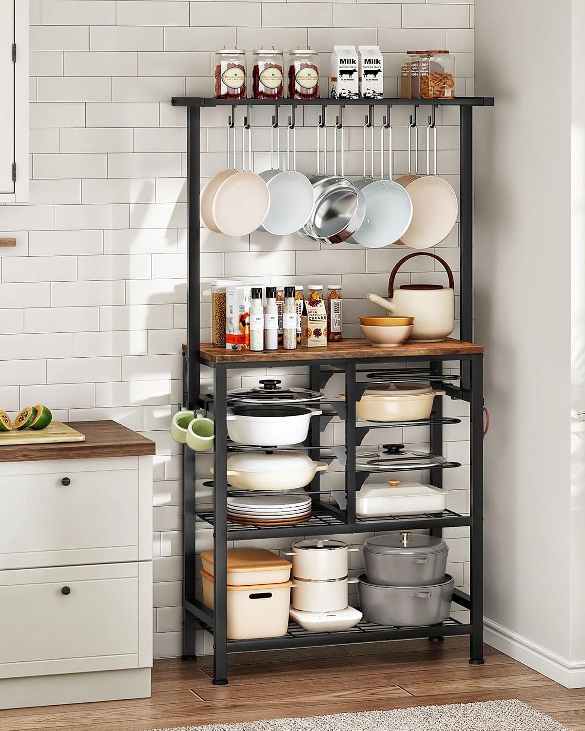 Black Multi-Tier Kitchen Baker’s Rack Pot Pan Storage Organizer